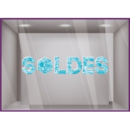 Sticker Soldes piscine Décoration vitrine boutique mode vitrophanie calicot ete lettrage