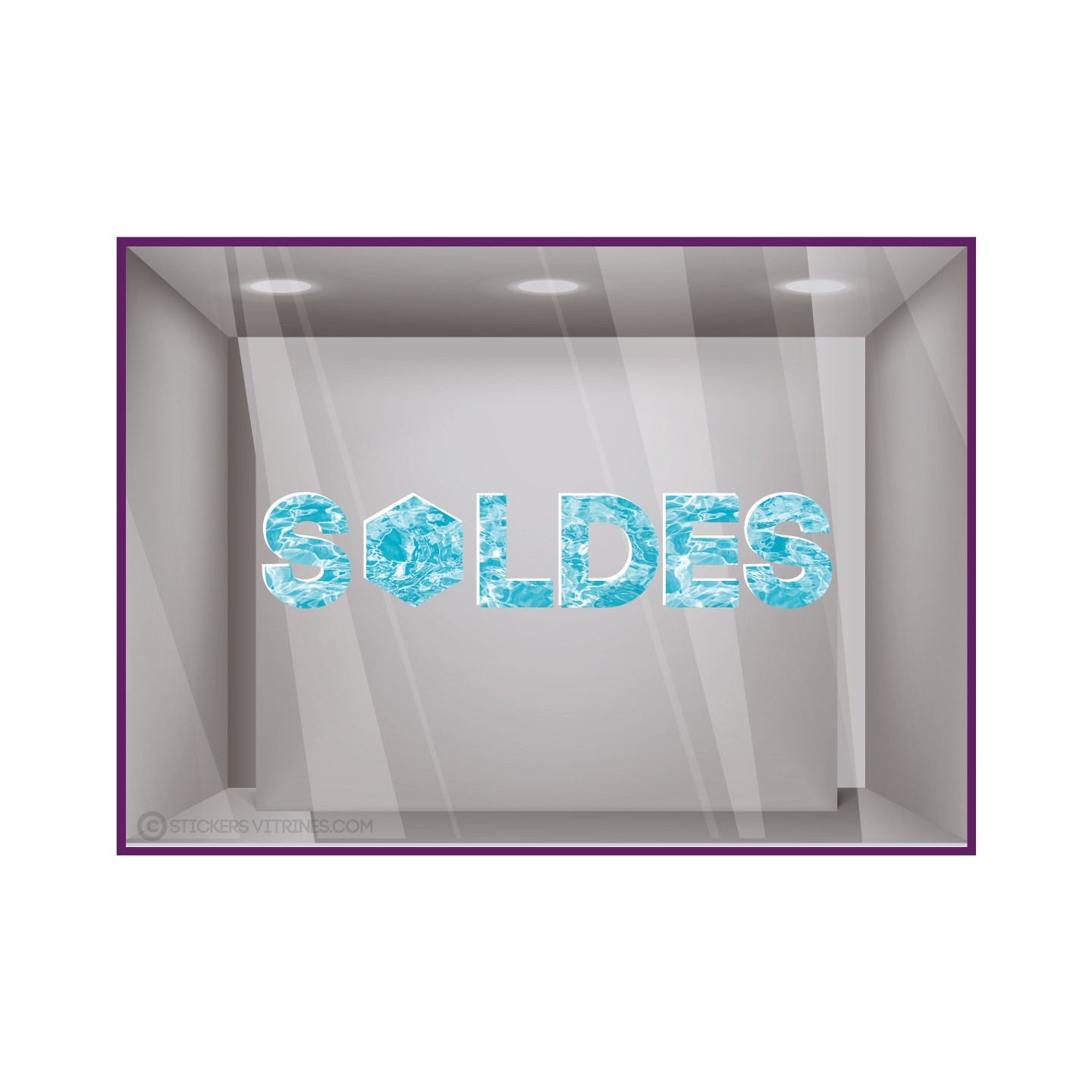 Sticker Soldes piscine Décoration vitrine boutique mode vitrophanie calicot ete lettrage