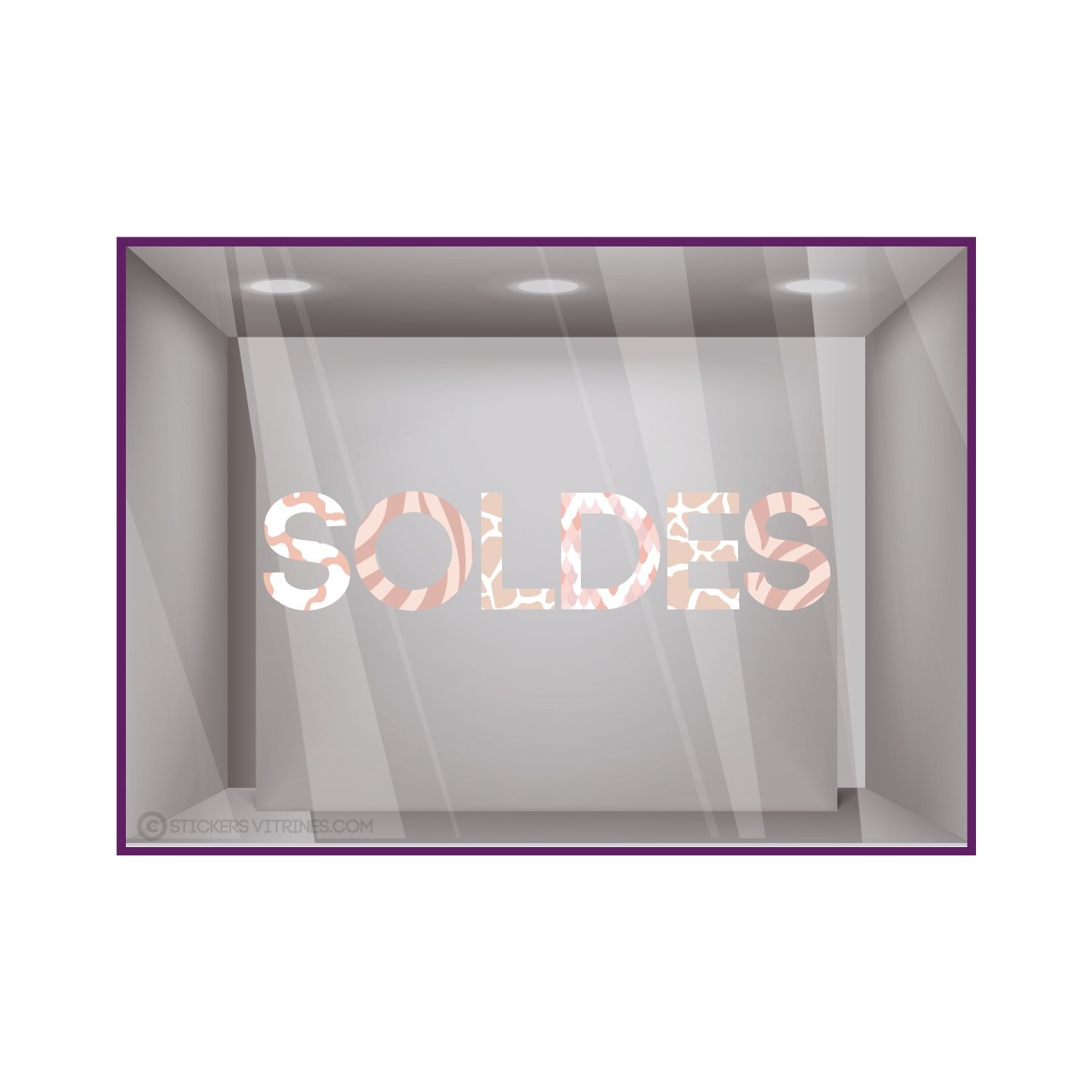 Sticker Soldes Panthère Décoration vitrine boutique mode sauvage vitrophanie lettre adhésive
