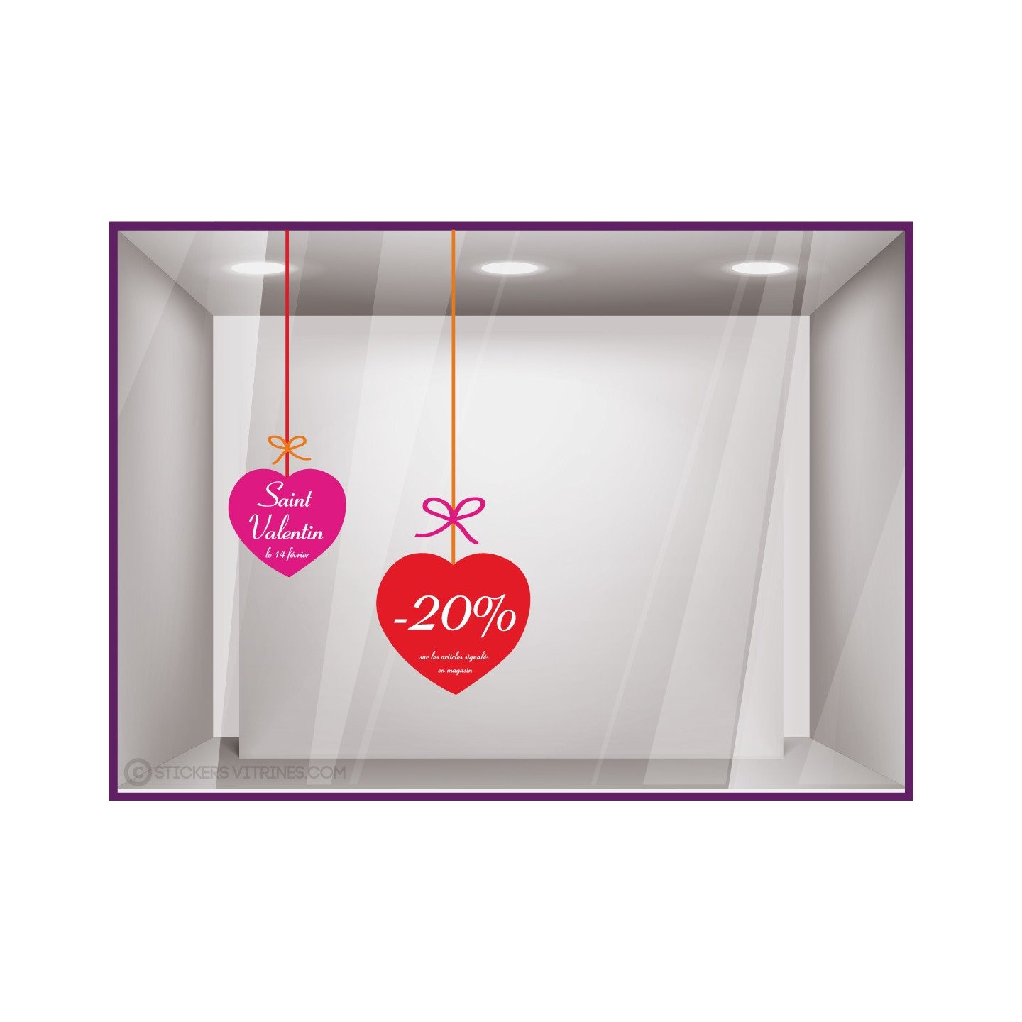 Kit de Stickers Promo Saint Valentin amour fete amoureux vitrophanie promotions adhesif vitrine boutique devanture