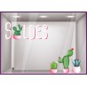 Kit de Sticker Soldes Cactus été vitrine commerce magasin mode décoration institut de beauté signalétique 