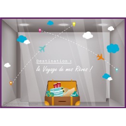 Kit de Stickers le voyage de mes rêves été devanture autocollant géant calicot vitrophanie agence de voyage mode décoration
