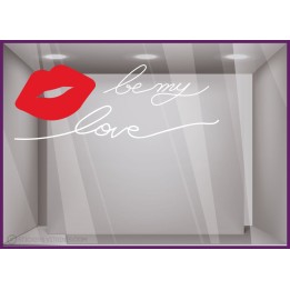 Sticker Be my love saint valentin amour fete amoureux enseigne devanture vitrine vitrophanie 