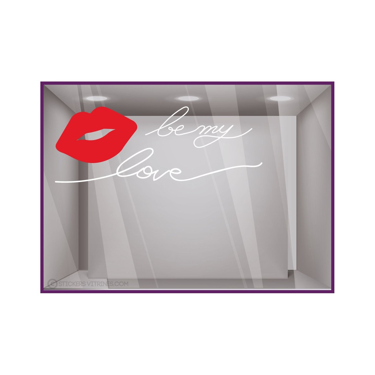 Sticker Be my love saint valentin amour fete amoureux enseigne devanture vitrine vitrophanie 