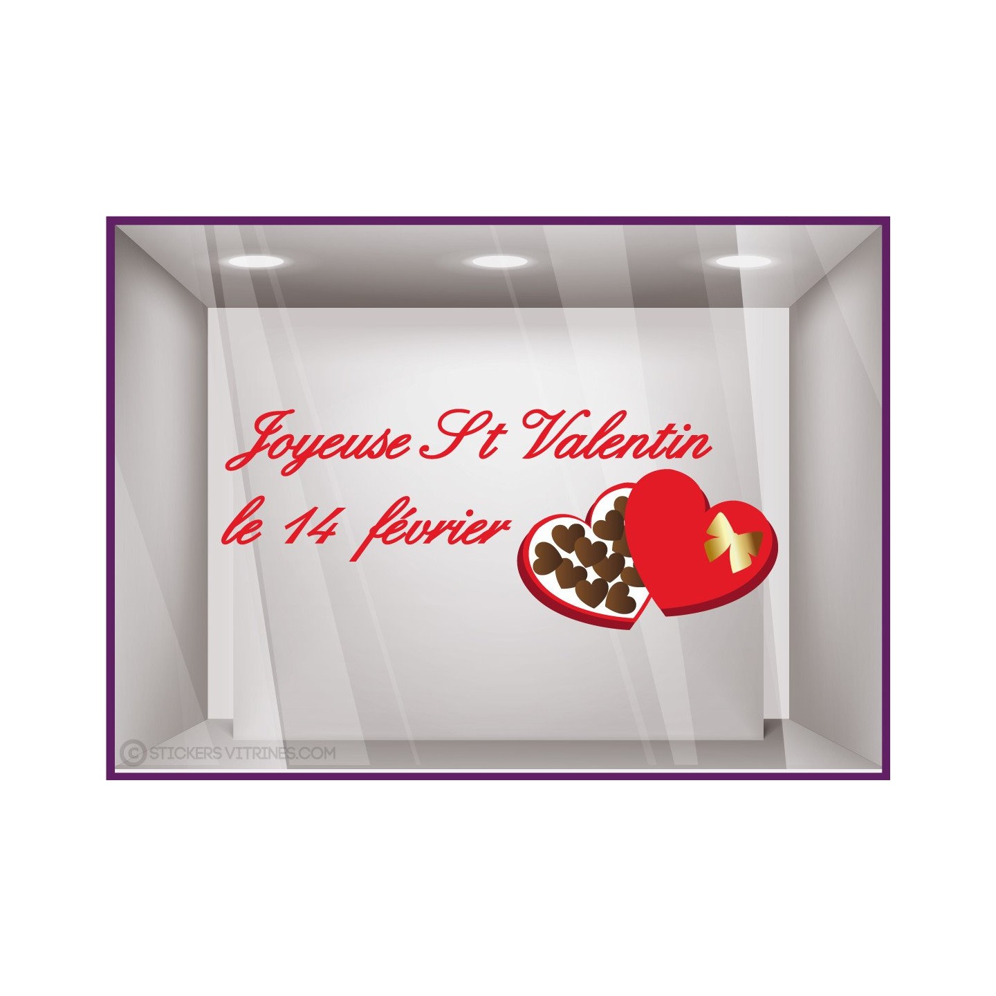Sticker Chocolats Saint Valentin vitrine commerce enseigne chocolaterie boulangerie patisserie vitrophanie calicot vitre mode 