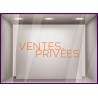Sticker lettrage Ventes Privées Autocollant Adhésif Magasin Vitrine Signalétique destockage