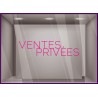 Sticker lettrage Ventes Privées Autocollant Adhésif Magasin Vitrine Signalétique destockage