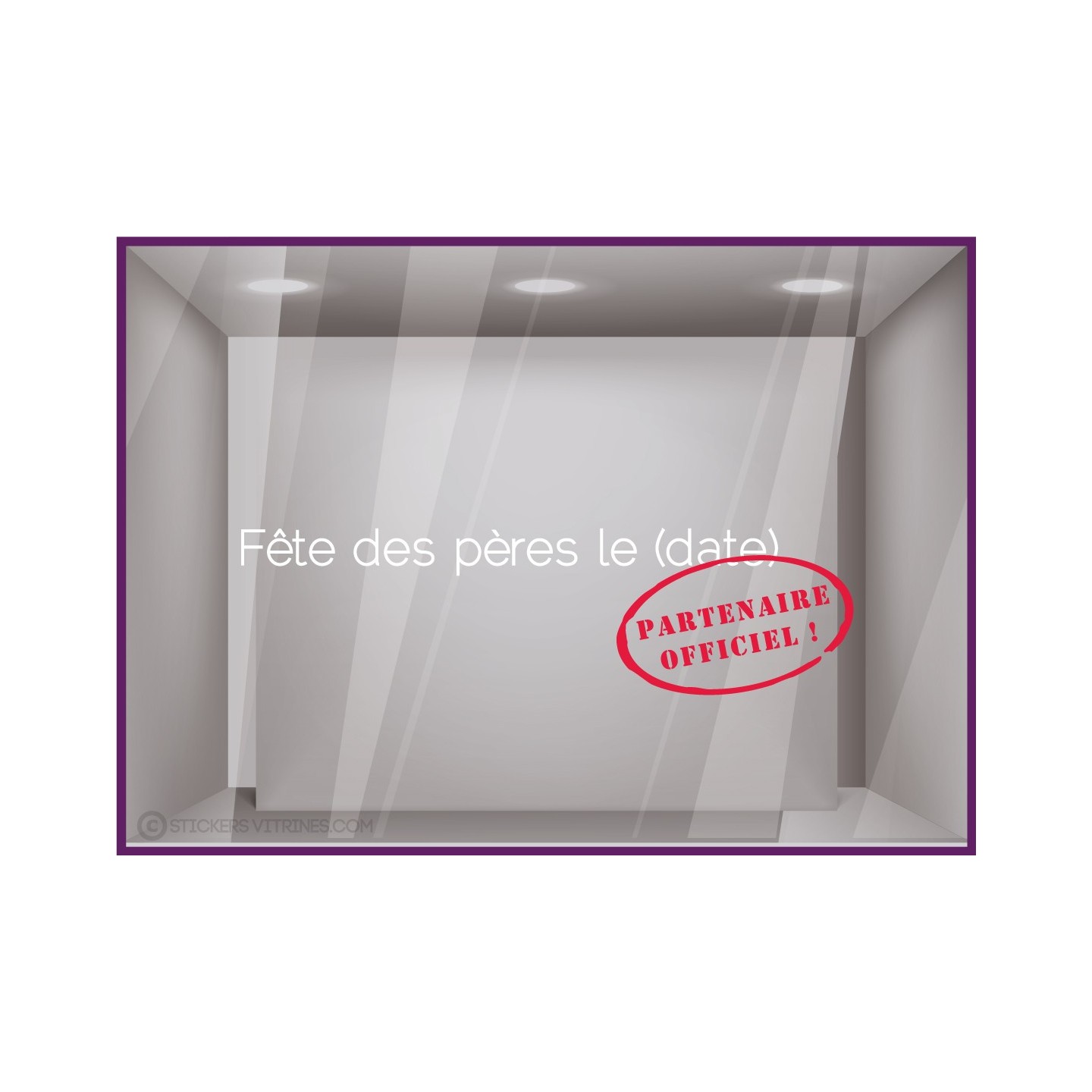 Sticker Partenaire Officiel vitrophanie calicot adhésif autocollant vitrine commerce magasin boutique fete des peres papas