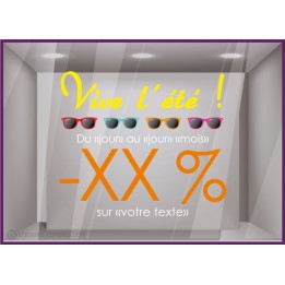 Sticker Promotion Vive l'été autocollant devanture magasin enseigne adhésif autocollant signalétique mode opticien