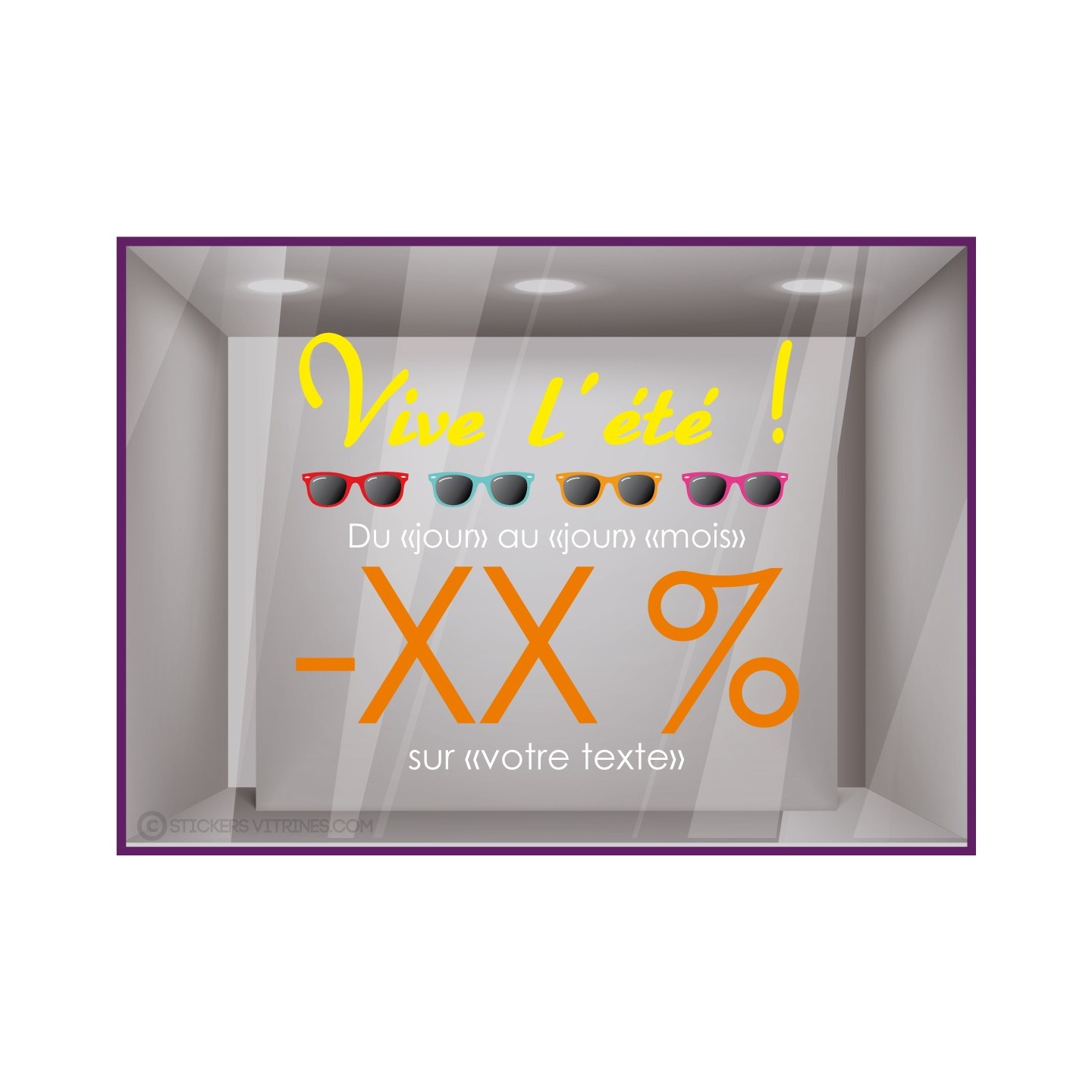 Sticker Promotion Vive l'été autocollant devanture magasin enseigne adhésif autocollant signalétique mode opticien