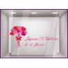 Sticker Bouquet Saint Valentin coeur vitrine boutique fleuriste mode commerce devanture vitrophanie adhesif autocollant vitre