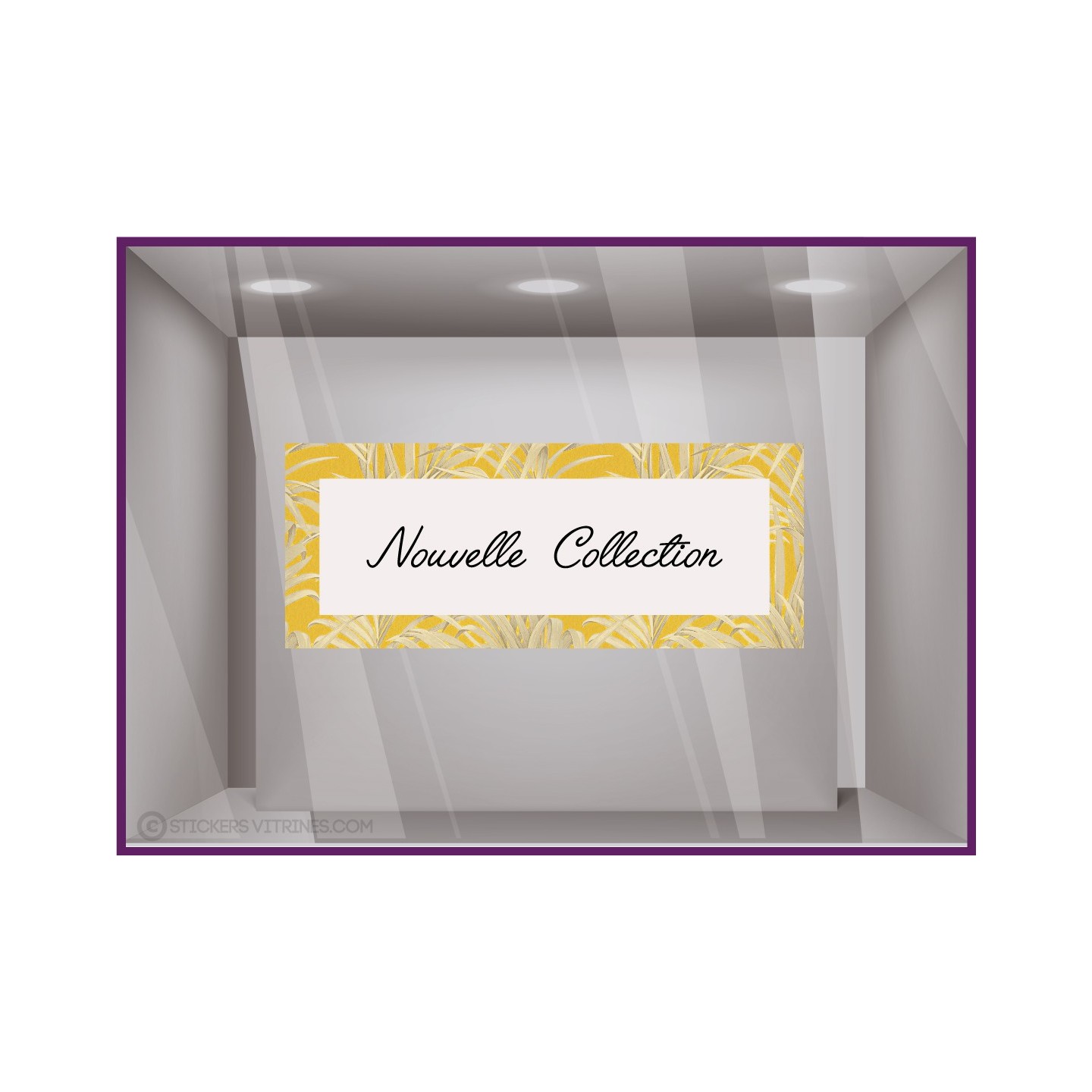 Sticker Bandeau Nouvelle collection feuilles exotique Vitrophanie Magasin boutique