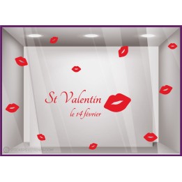 Kit de Stickers Saint Valentin Bisou vitrophanie calicot lettrage autocollant vitrine devanture mode bijouterie beaute