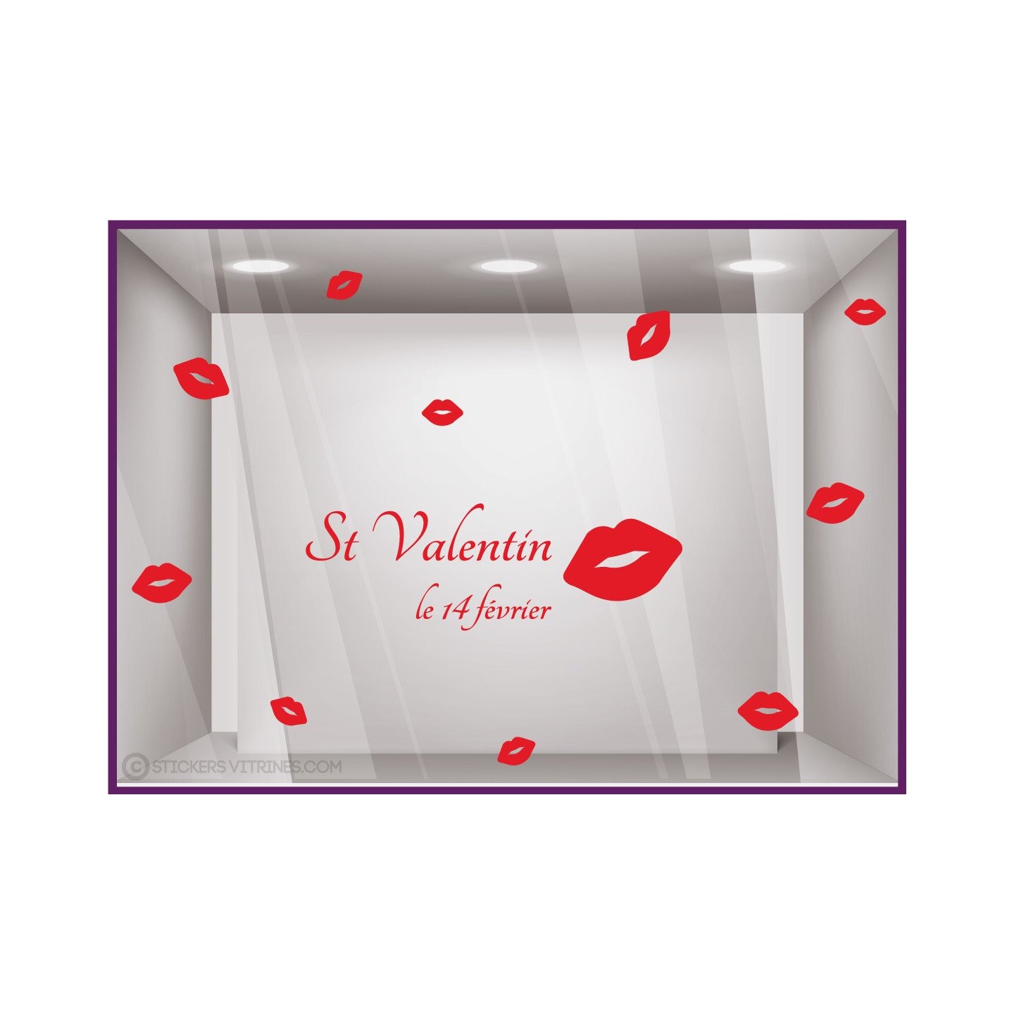 Kit de Stickers Saint Valentin Bisou vitrophanie calicot lettrage autocollant vitrine devanture mode bijouterie beaute