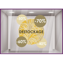 Sticker Pastille Destockage Pourcentages liquidation braderie vitrophanie adhésif autocollant vitrine 