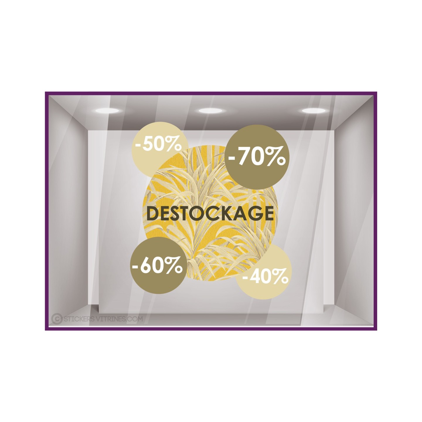 Sticker Pastille Destockage Pourcentages liquidation braderie vitrophanie adhésif autocollant vitrine 