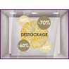 Sticker Pastille Destockage Pourcentages liquidation braderie vitrophanie adhésif autocollant vitrine 