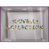 Sticker  Motif Floral Nouvelle Collection Bleu et Jaune adhésif autocollant vitrophanie lettrage 