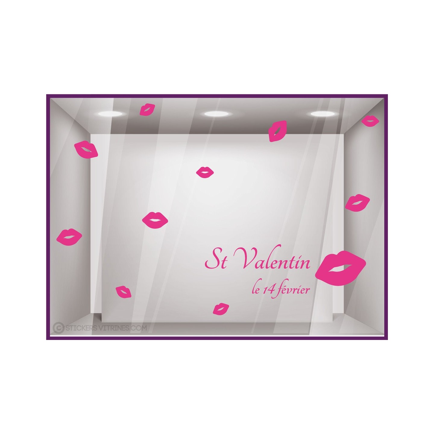 Kit de Stickers Saint Valentin Bisou vitrophanie calicot lettrage autocollant vitrine devanture mode bijouterie beaute