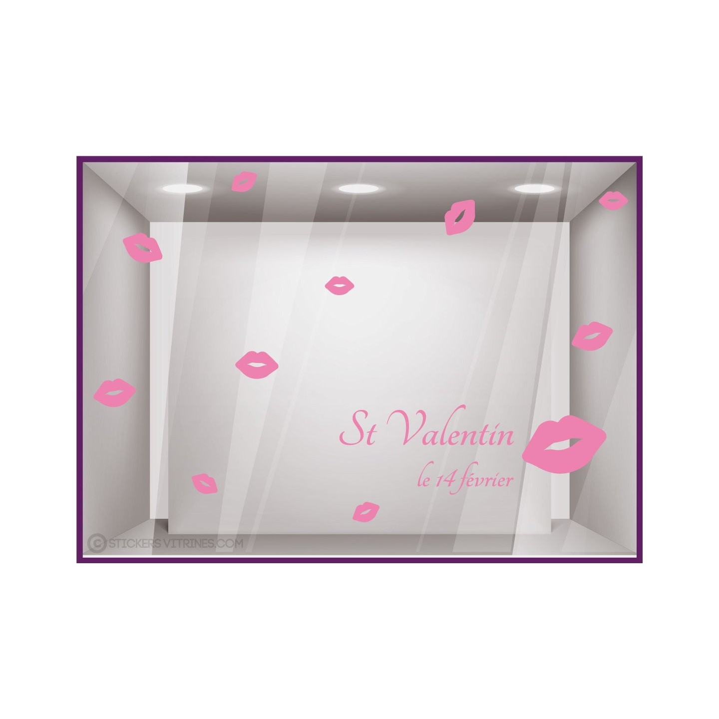 Kit de Stickers Saint Valentin Bisou vitrophanie calicot lettrage autocollant vitrine devanture mode bijouterie beaute
