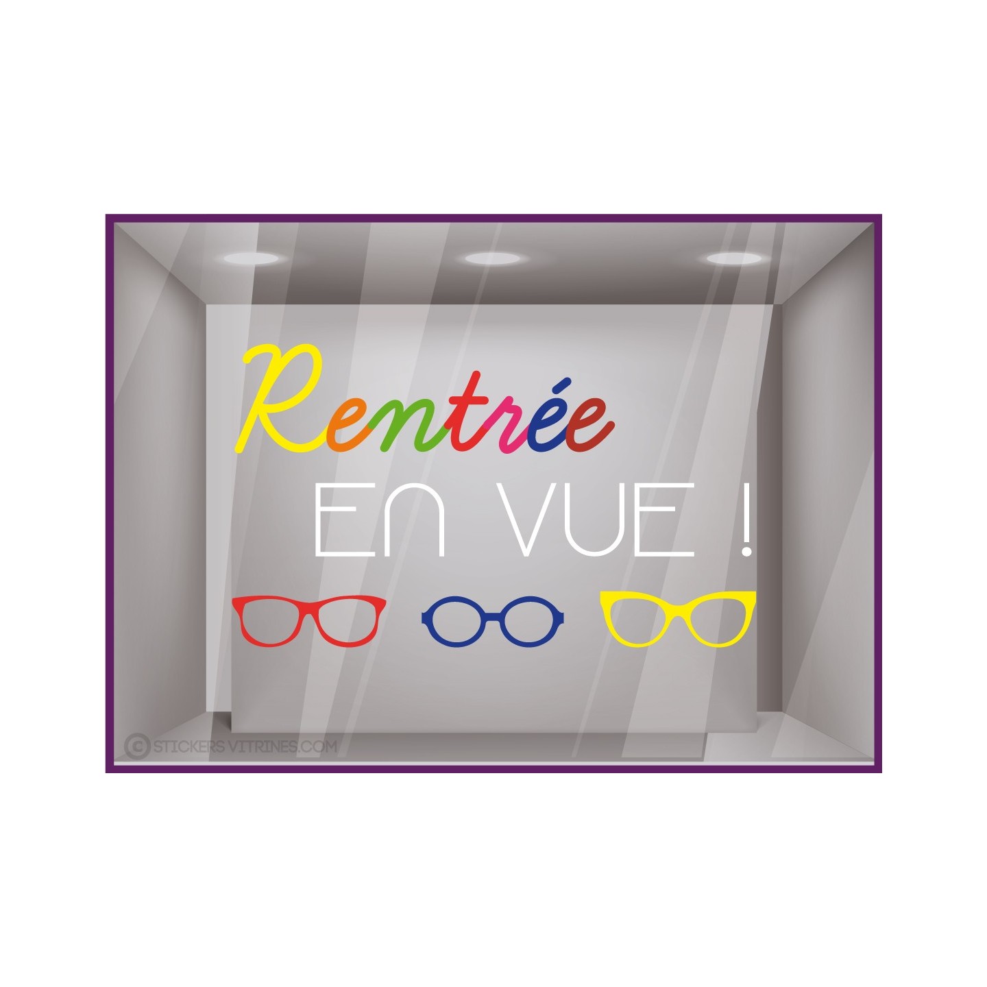 Sticker C'est la Rentrée Lunettes Opticien Magasin Vitrine Devanture Autocollant Adhésif