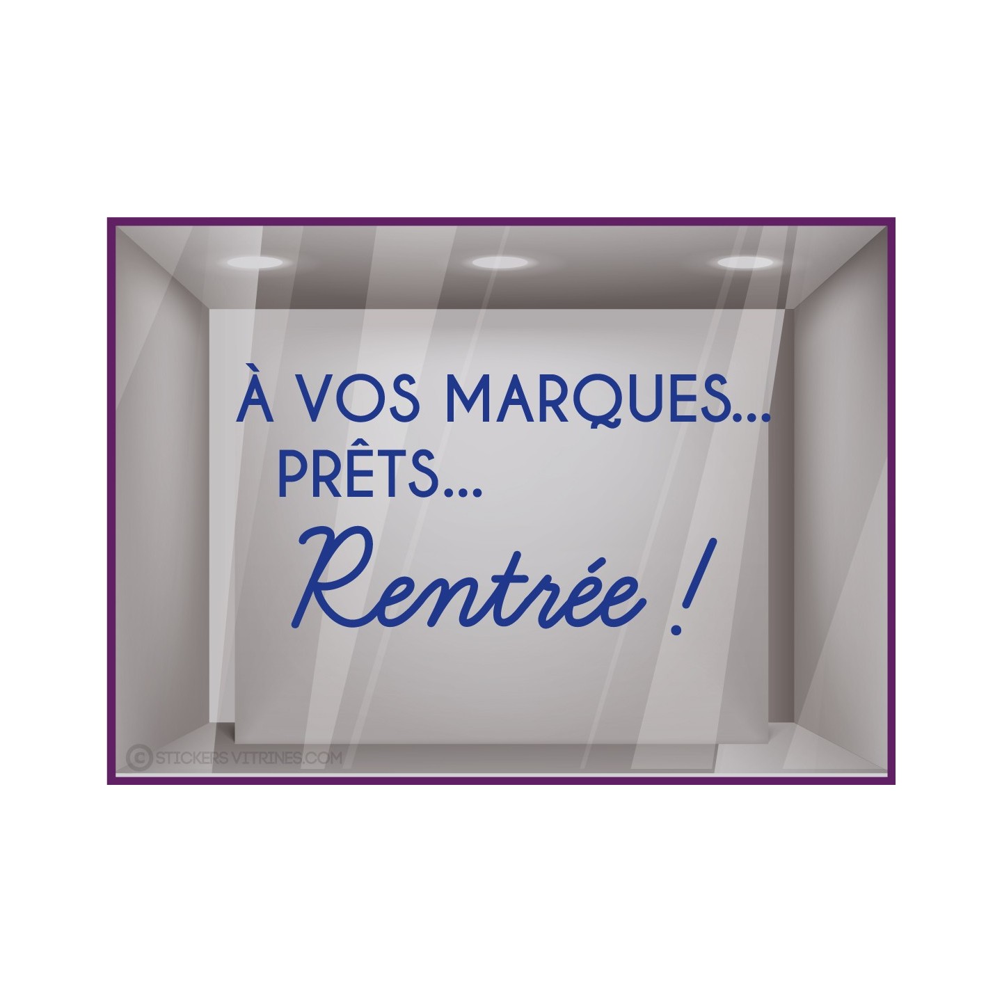 A vos marques, prêts, rentrée autocollant géant magasin classe vitrophanie vitres