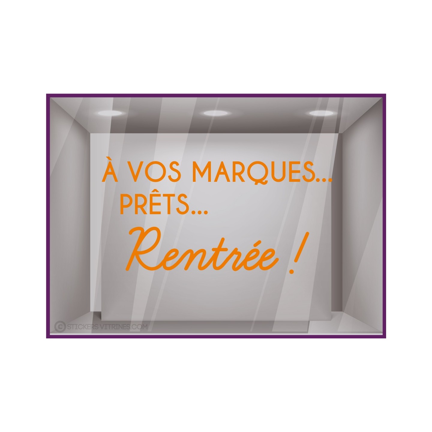 A vos marques, prêts, rentrée autocollant géant magasin classe vitrophanie vitres