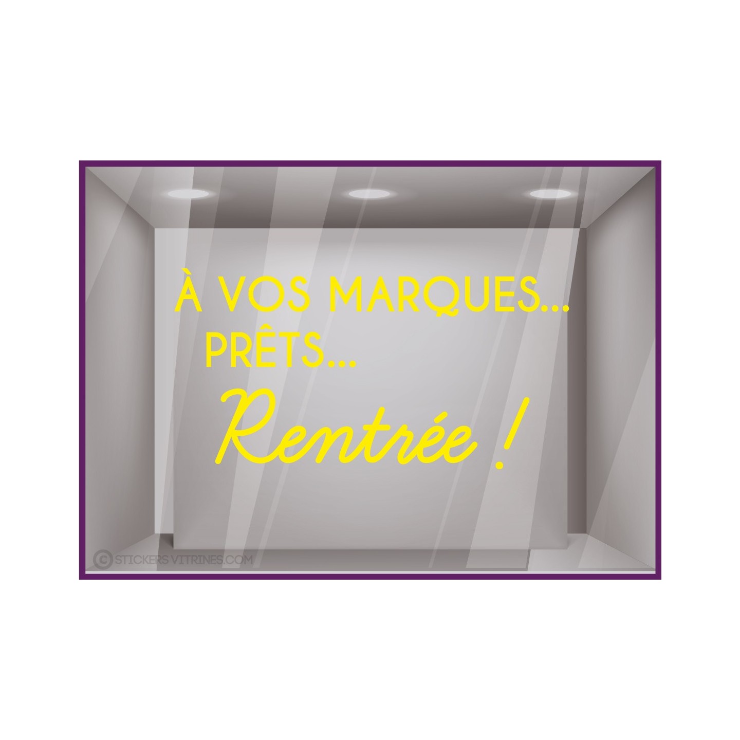 A vos marques, prêts, rentrée autocollant géant magasin classe vitrophanie vitres