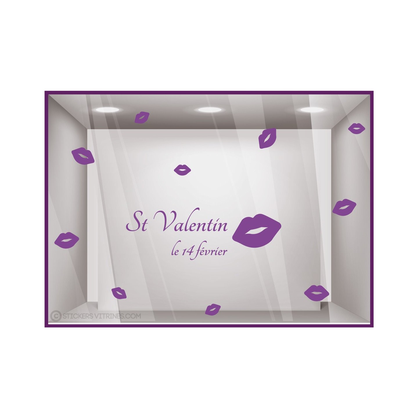 Kit de Stickers Saint Valentin Bisou vitrophanie calicot lettrage autocollant vitrine devanture mode bijouterie beaute