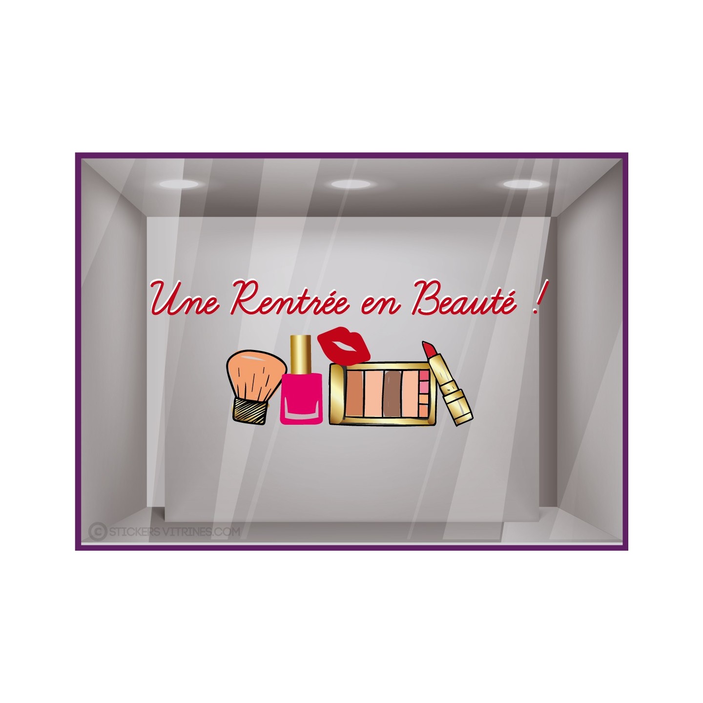 Sticker Une Rentrée en Beauté vitrophanie adhésive devanture magasin vitrine institut parfumerie femme mode coiffeur pharmacie