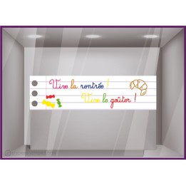 Sticker Vive la rentrée, vive le goûter enseigne boulangerie classe calicot bandeau