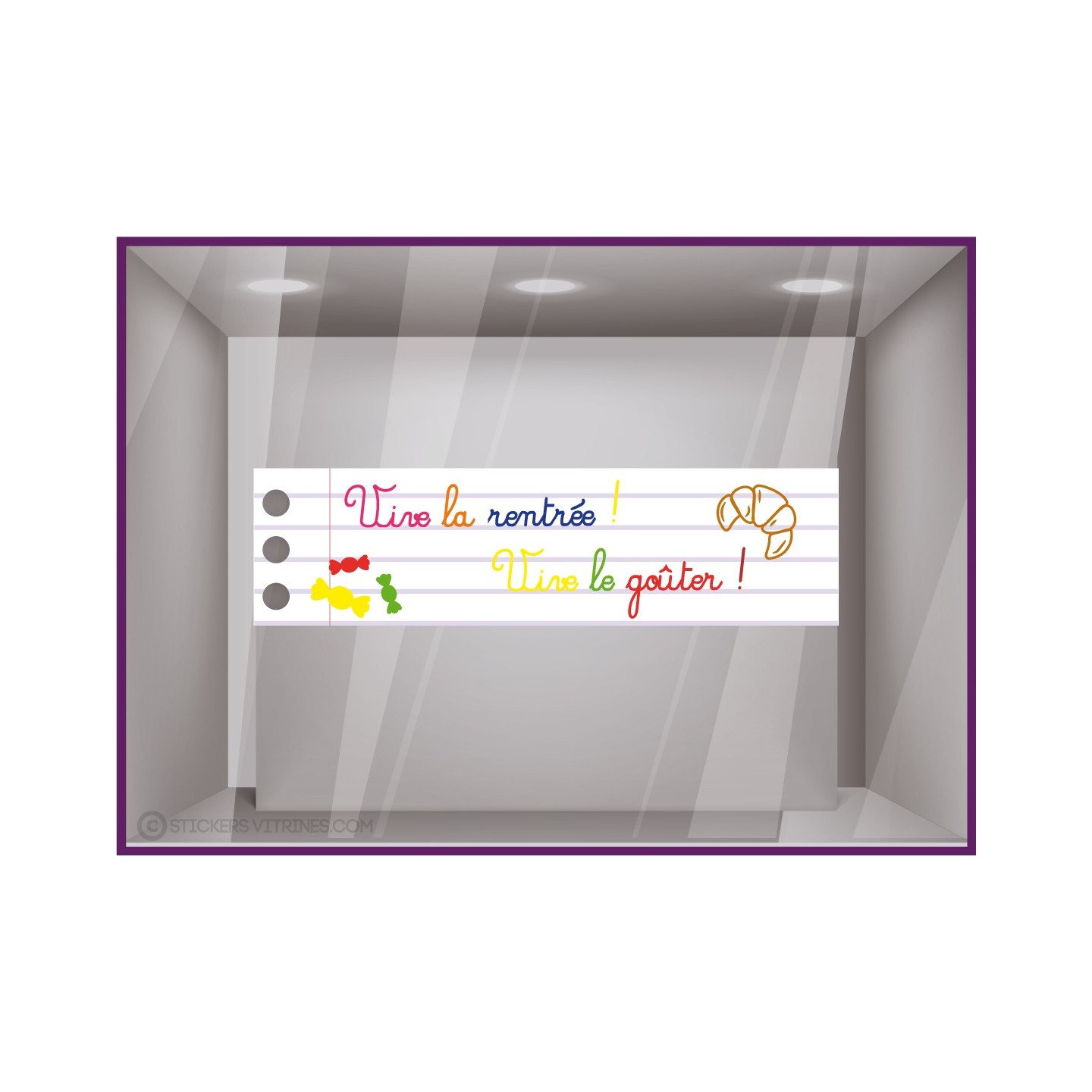 Sticker Vive la rentrée, vive le goûter enseigne boulangerie classe calicot bandeau