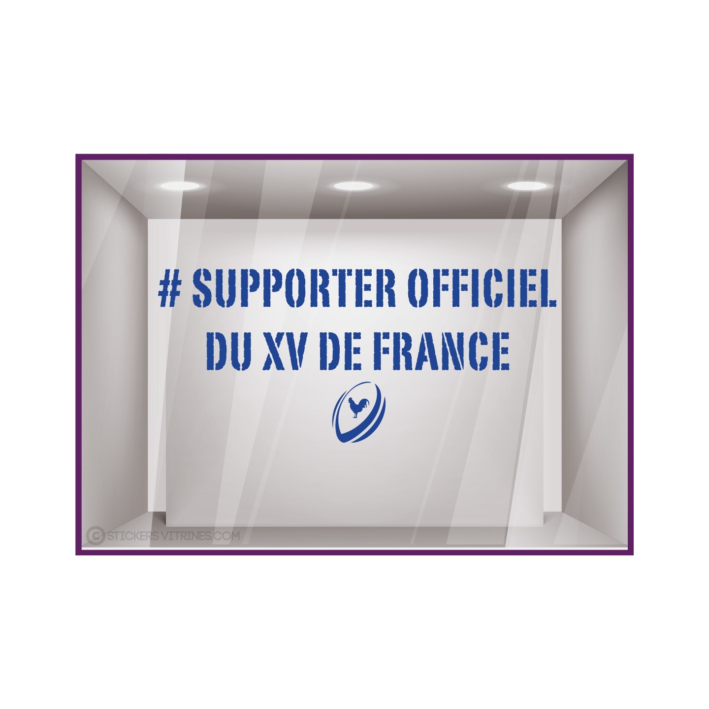 Sticker Supporter Officiel Du XV de France Rugby coupe du monde autocollant sport vitrine