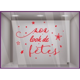 Sticker Mon Look de Fêtes Noël Vitrophanie Prêt-à-poter magasins mode femme