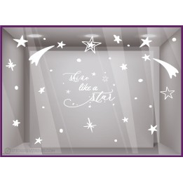 Sticker  : Shine Like A Star Noël Vitrophanie Magasin Enseigne idée déco étoiles boutique original