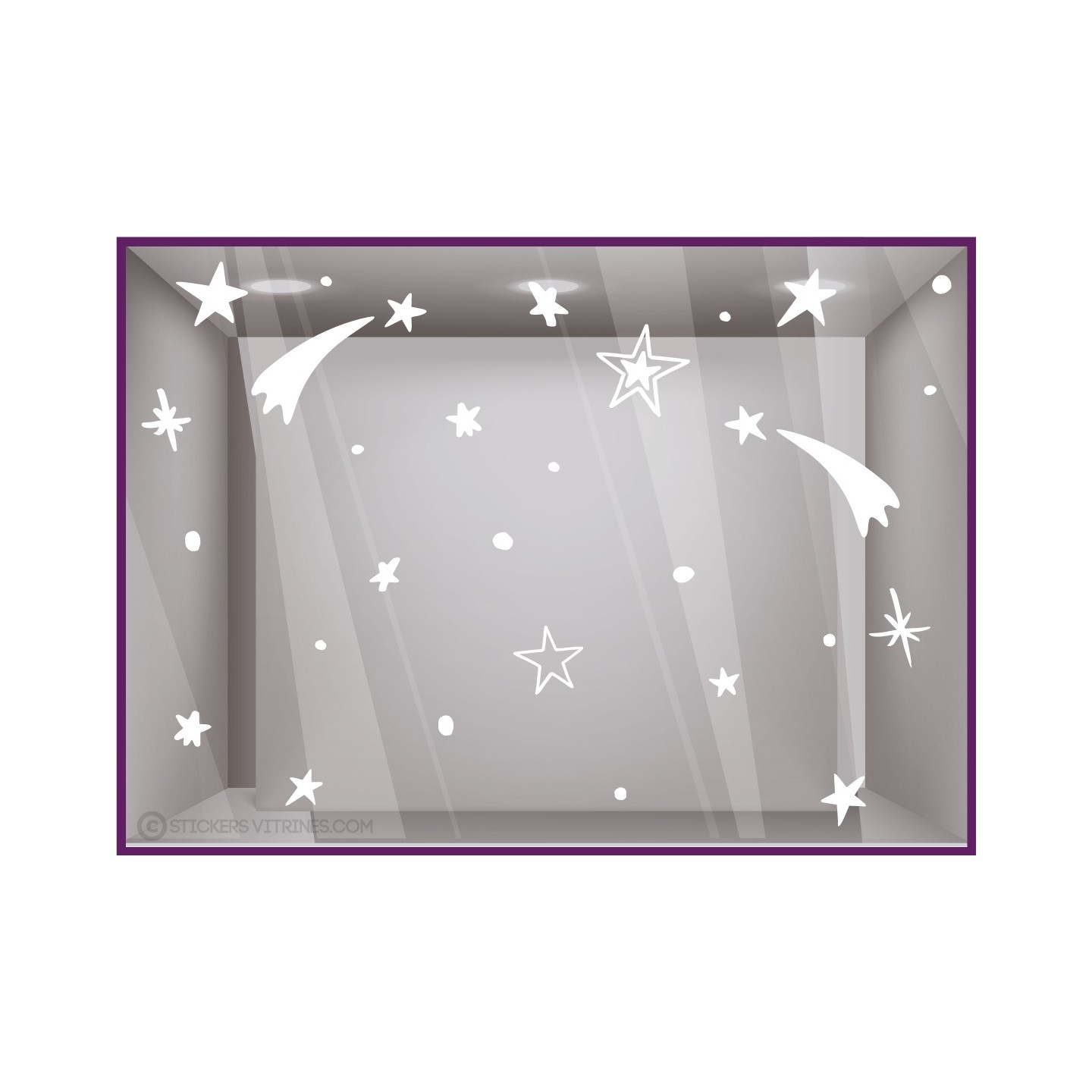 Sticker Etoiles Filantes magasin vitrophanie enseigne noel fetes idee deco original