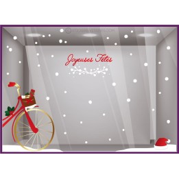 Kit de Sticker Vélo Joyeuses Fêtes noel enseigne vitrophanie magasin vélo idée déco vitrine magasin