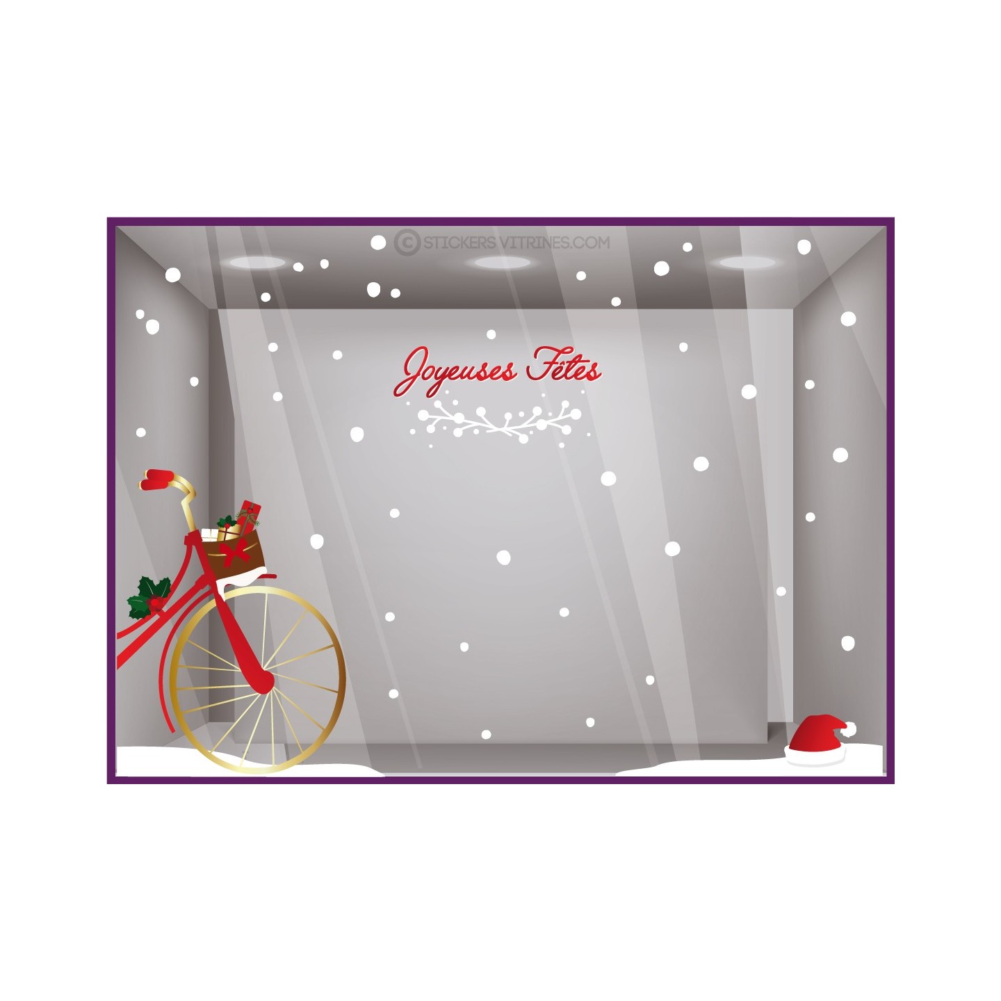 Kit de Sticker Vélo Joyeuses Fêtes noel enseigne vitrophanie magasin vélo idée déco vitrine magasin