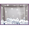 Kit de Stickers Village de Noël MAISONS AGENCES IMMOBILIERES VITROPHANIE VITRES CALICOT DECORATION magasin devanture