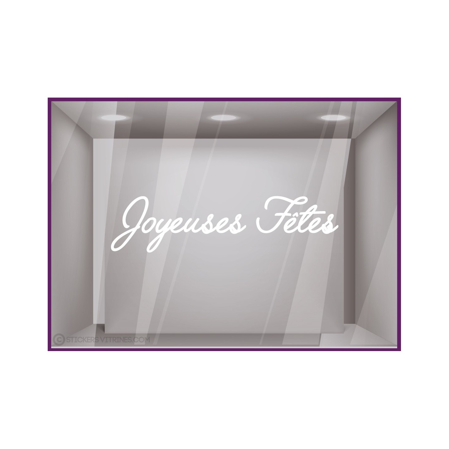 Sticker Lettrage Joyeuses fêtes noel vitrophanie calicot devanture enseigne idee deco or argent paillette dore