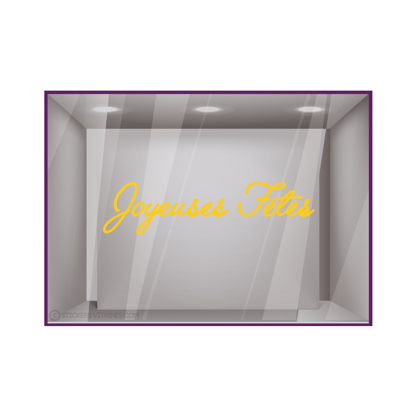 Sticker Lettrage Joyeuses fêtes noel vitrophanie calicot devanture enseigne idee deco or argent paillette dore