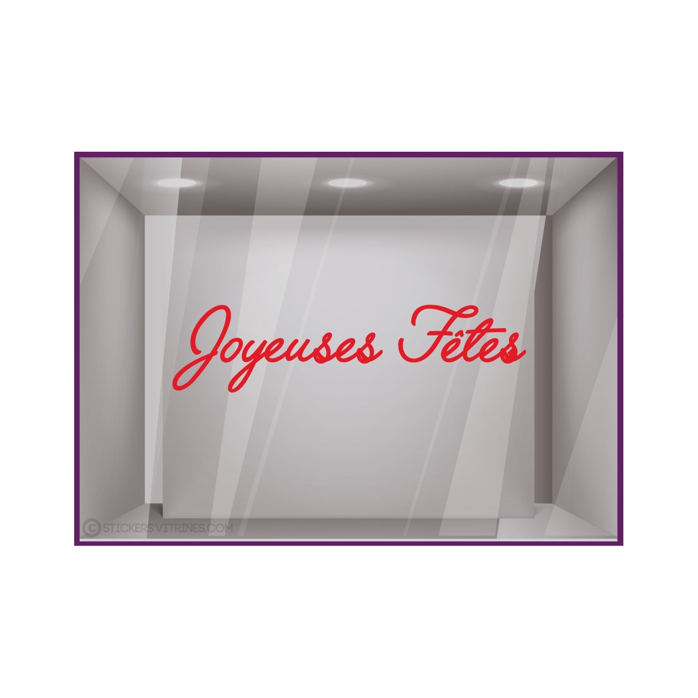 Sticker Lettrage Joyeuses fêtes noel vitrophanie calicot devanture enseigne idee deco or argent paillette dore