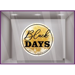 Sticker badge rond black days paillete promotion automne enseigne vitrophanie devanture vitrine black friday destockage calicot 