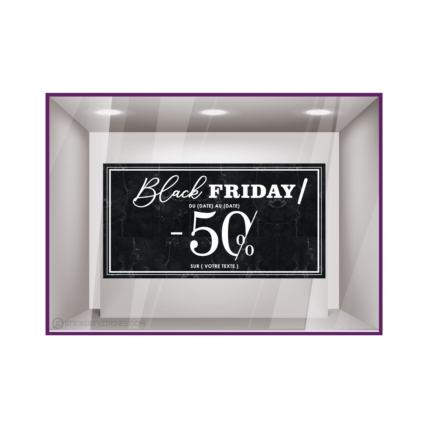 Sticker Bandeau Marbre Black Friday Personnaliser promos idee deco automne vitrophanie enseigne vitrine destockage week calicot