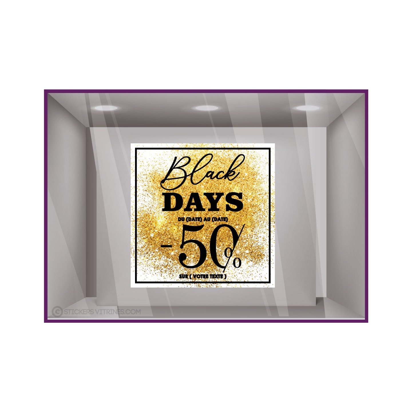 Sticker Carré Black Days Paillettes à Personnaliser
