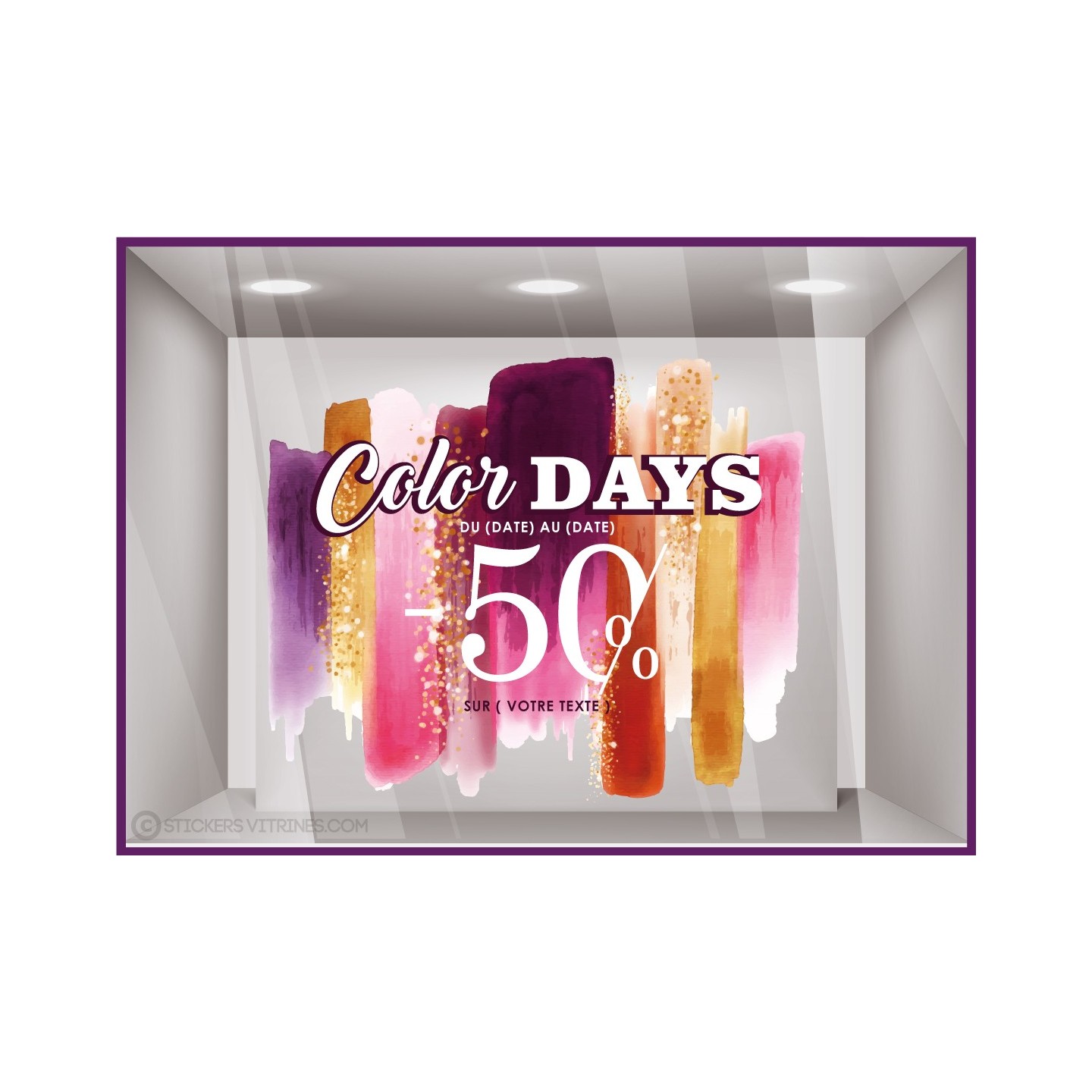 Sticker Promotion Color Days Personnaliser vitrine enseigne promotion offre vitrophanie idee deco devanture destockage magasin