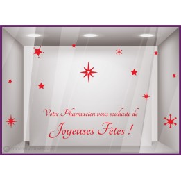 Kit de Stickers Pharmacien Noël hiver pharmacie medical vitrophanie idee deco enseigne devanture