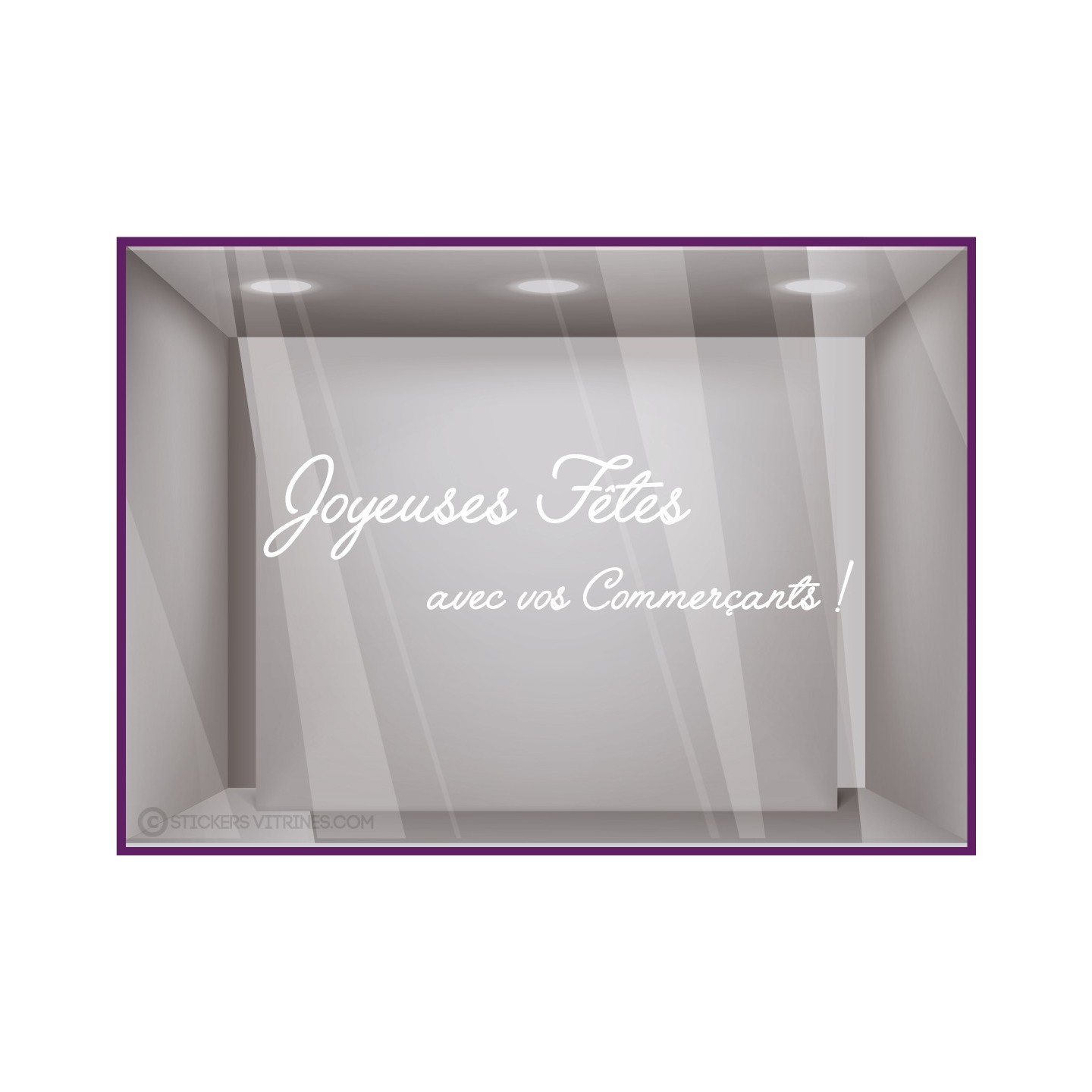 Sticker Lettrage Joyeuses Fêtes Commerçants texte vitrine noel enseigne idee deco vitrophanie association mairie ville union