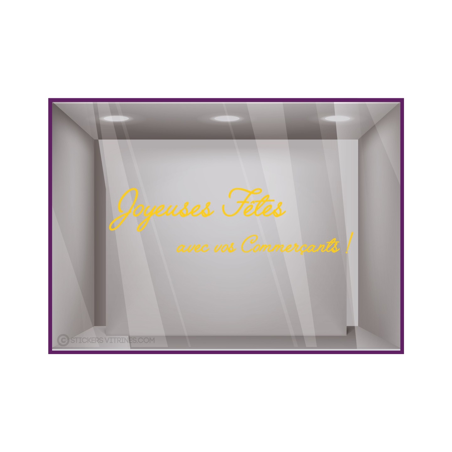 Sticker Lettrage Joyeuses Fêtes Commerçants texte vitrine noel enseigne idee deco vitrophanie association mairie ville union
