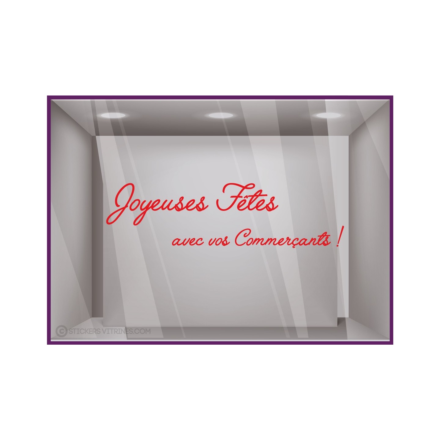 Sticker Lettrage Joyeuses Fêtes Commerçants texte vitrine noel enseigne idee deco vitrophanie association mairie ville union